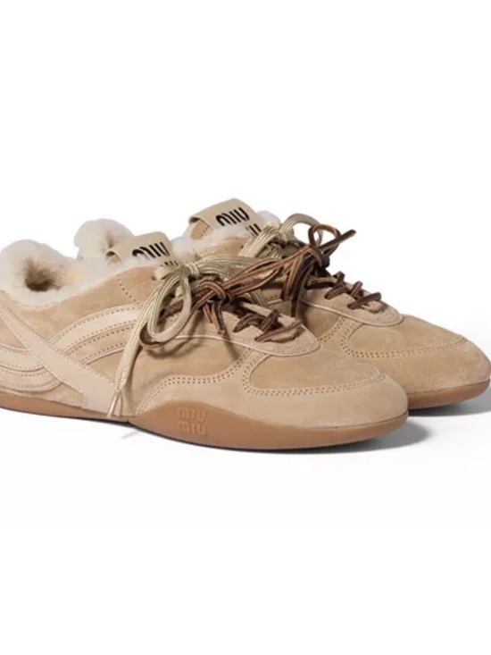 Miu Miu Shoes - Miu Miu Gymnasium suede and shearling sneakers in suede
